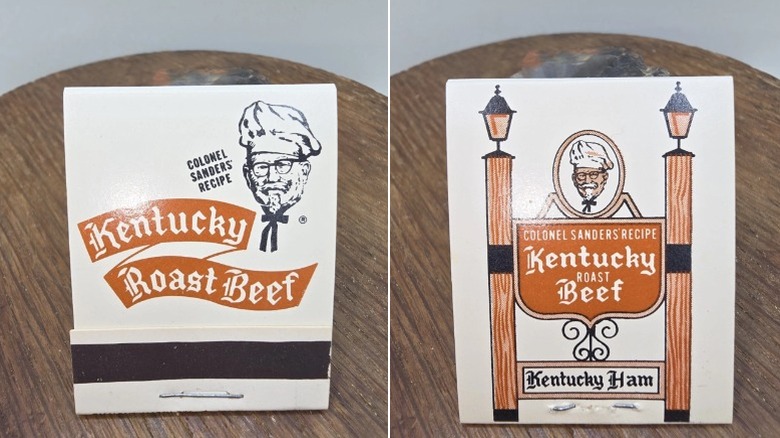 The front and back of a matchbook from Kentucky Roast Beef