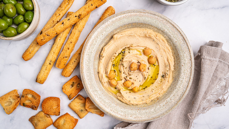 Hummus on a plate