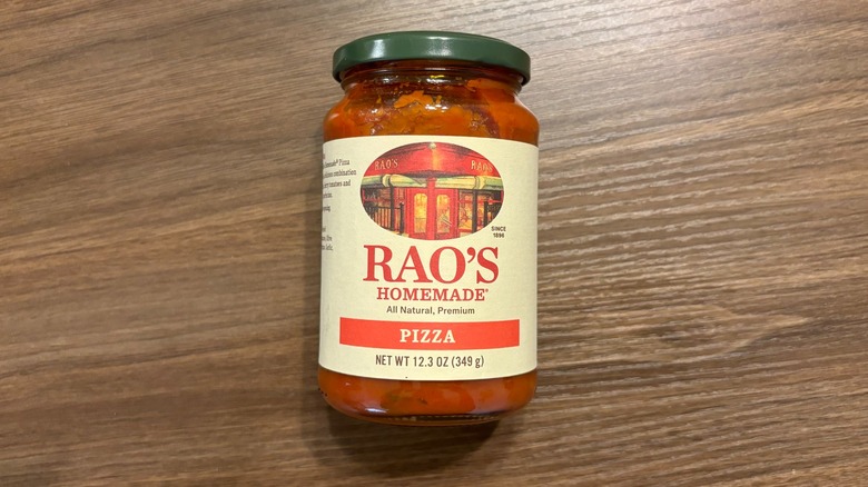 Rao's Homemade Classic Pizza Sauce jar on wooden table