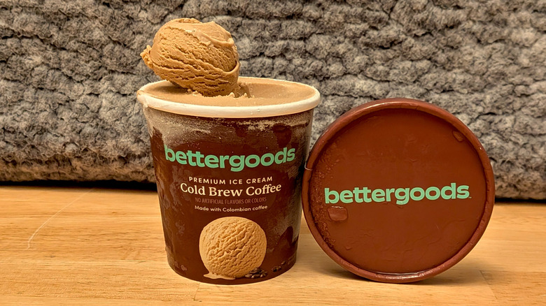 A pint of Walmart's Bettergoods brand Cold Brew Coffee flavored premium ice cream