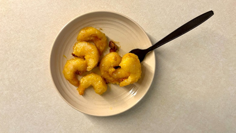 Honey Walnut Shrimp on plate with fork