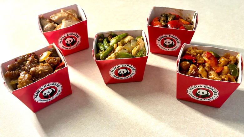 Panda Express takeout cartons on counter