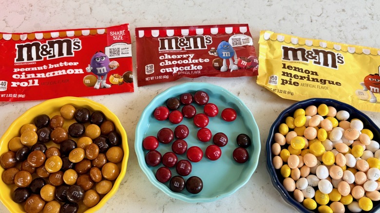 Bowls filled with limited-edition M&M's Bakery Collection candies for Flavor Vote