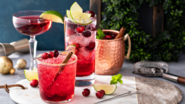 Various cocktails arranged on a surface