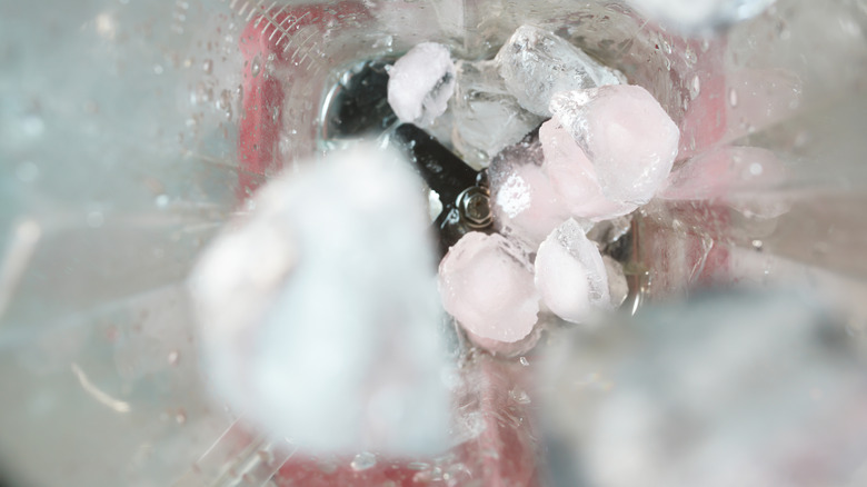 ice cubes inside a blender