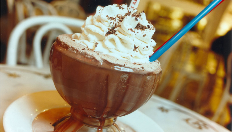 Close up of a Frrrozen Hot Chocolate drink at Serendipity 3