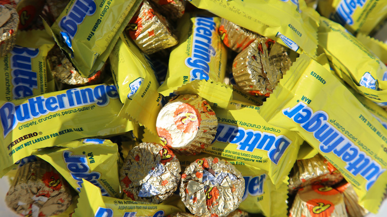 Butterfinger bars mixed with Reese's peanut butter cups