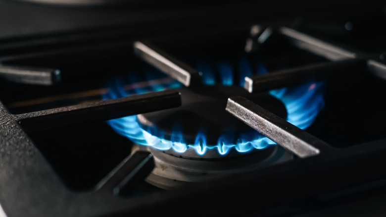 Close-up of a gas stove burner