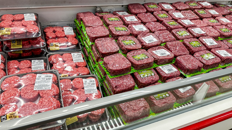 A display cooler of Sam's Club meat products
