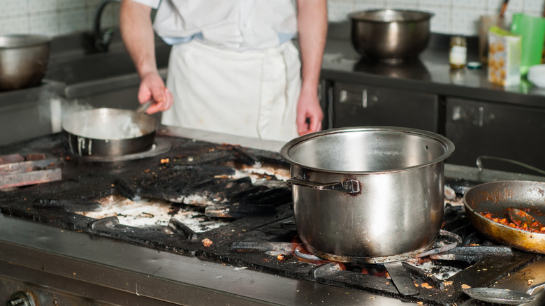 A dirty restaurant kitchen