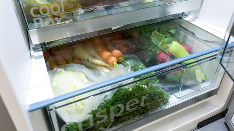 veggies in crisper drawer