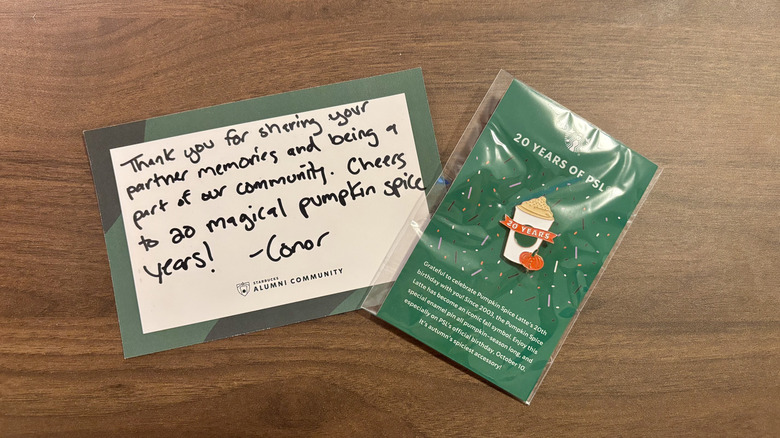 PSL pin and note from the alumni community