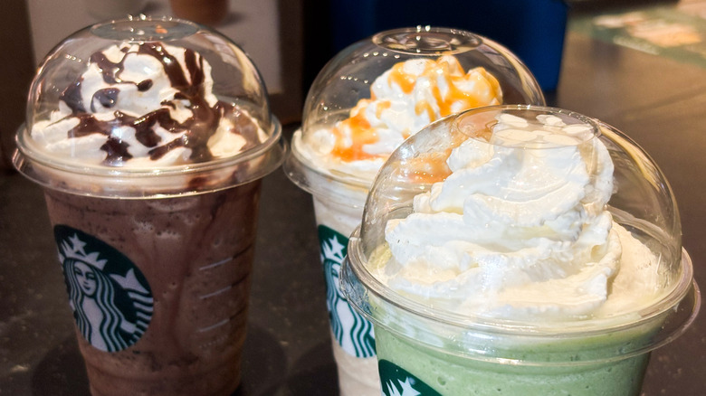 Starbucks whipped cream topped drinks