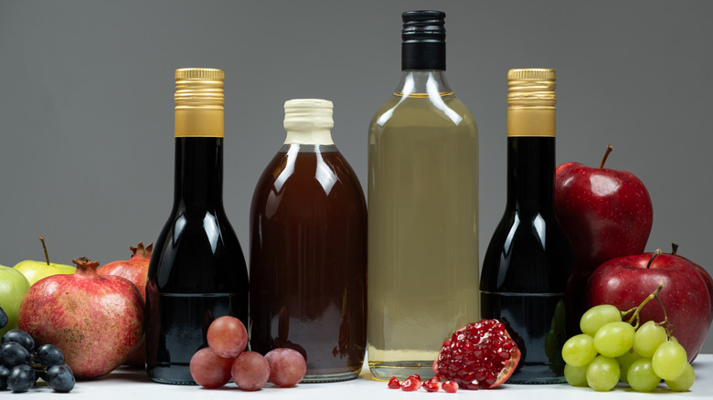 different types of vinegar in bottles