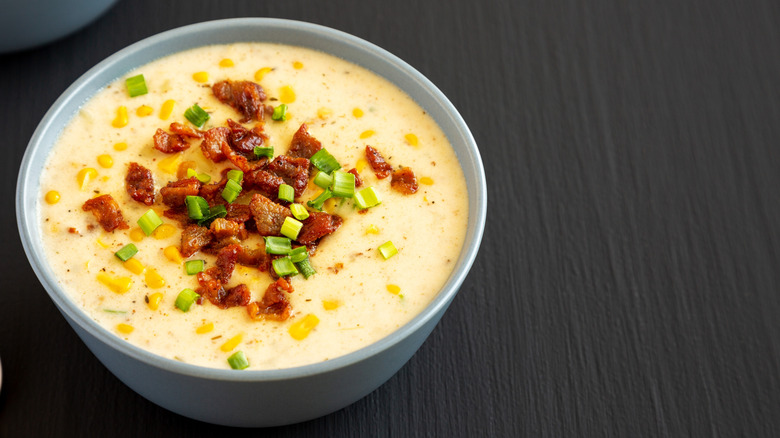 Bowl of corn chowder