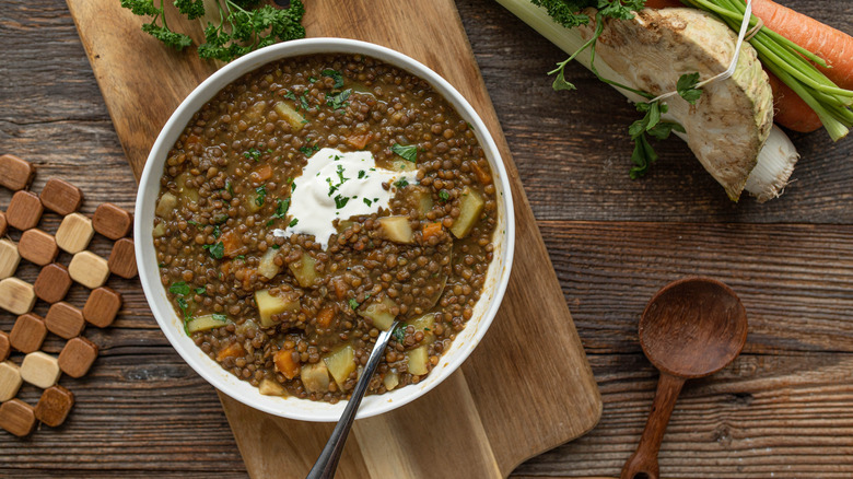 Bowl of lentil soup