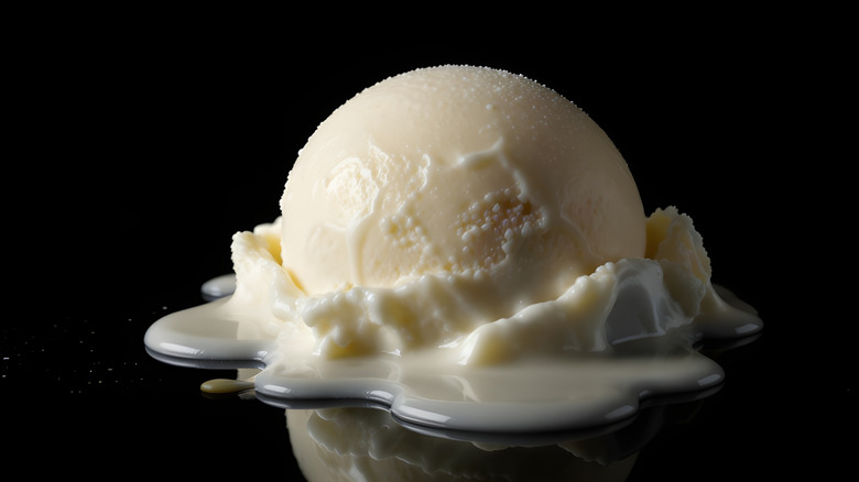 Melting vanilla ice cream.