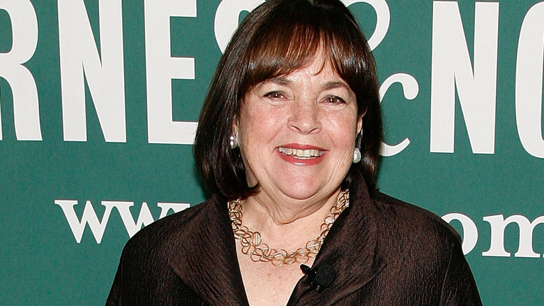 Ina Garten smiling against Barnes and Noble backdrop
