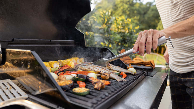 food on a grill cooking