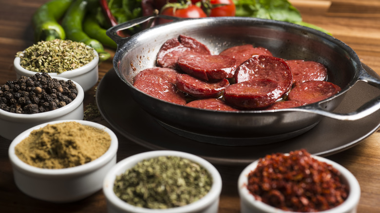 Sucuk sausage with spices
