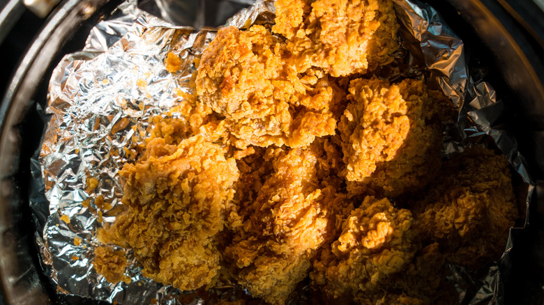 Air fryer with foil in it