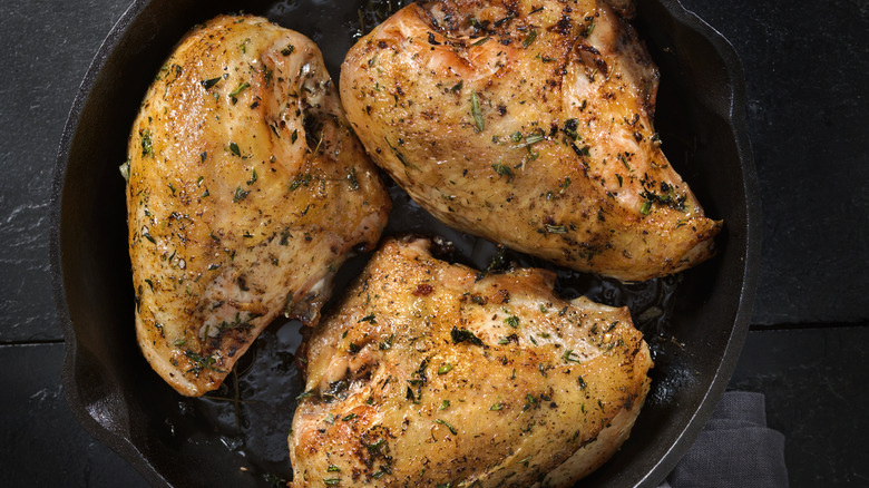 chicken in pan