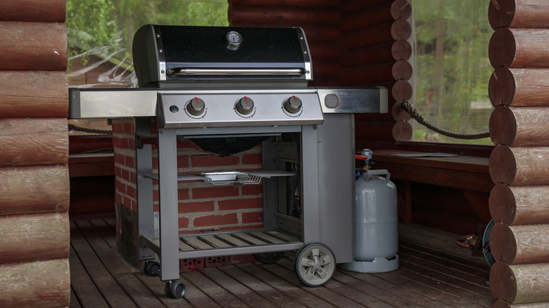 Modern stainless propane grill