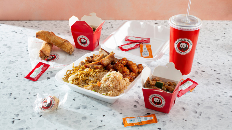 Assorted food from Panda Express in to-go containers