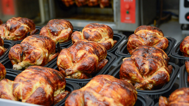 Rotisserie chickens and oven