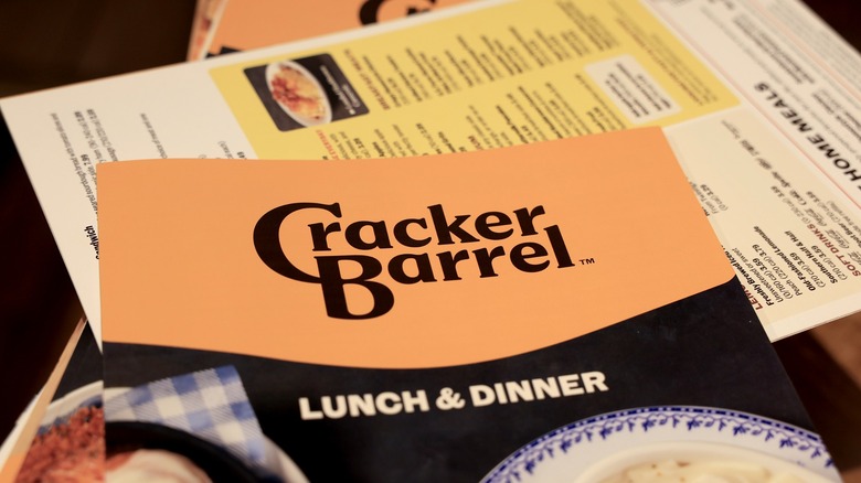Cracker Barrel menu on table