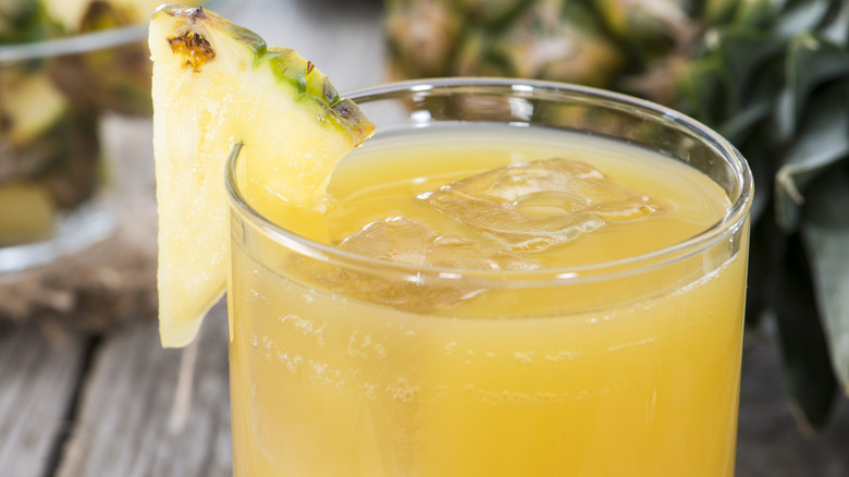 Fresh pineapple juice in a glass
