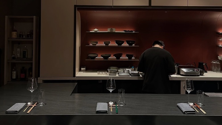 interior shot of modern dining room at Atomix