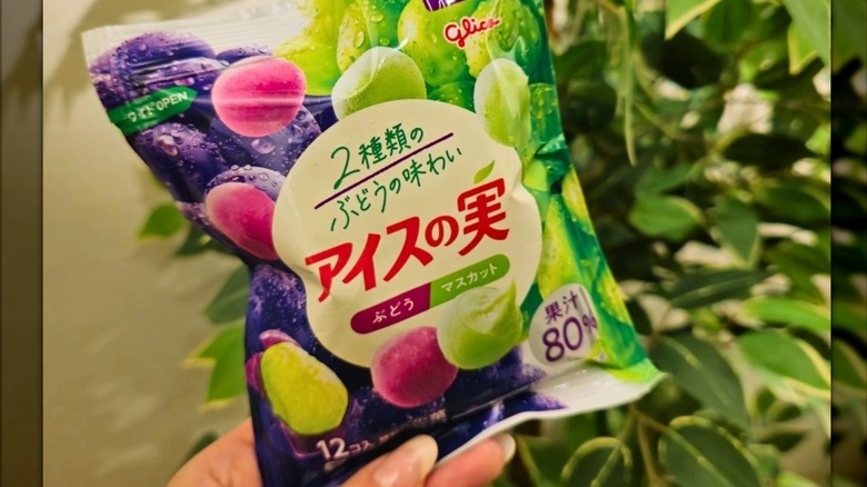 Package of crape sorbet balls from 7-Eleven Japan