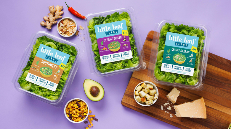 Little Leaf Farms Salad Kits, available in three varieties.