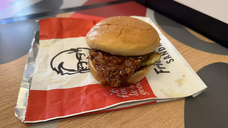KFC's Chicken Sandwich covered in Original Honey BBQ