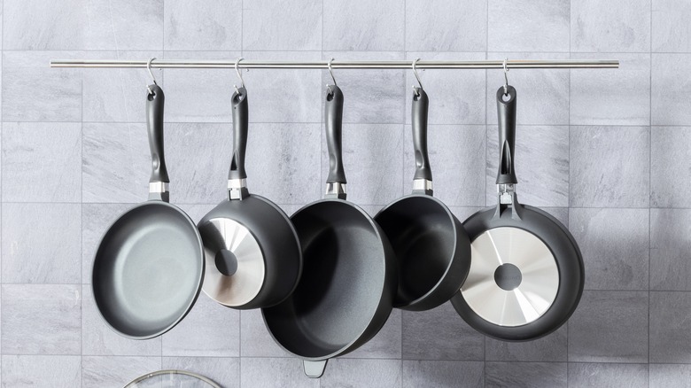 Nonstick cookware hanging up