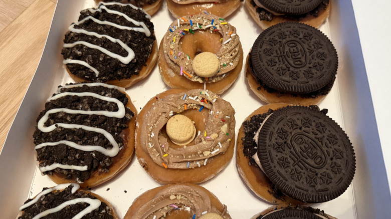 box of Krispy Kreme x Oreo doughnuts
