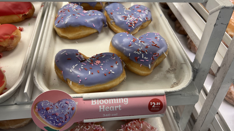 a tray of Blooming Heart doughnuts