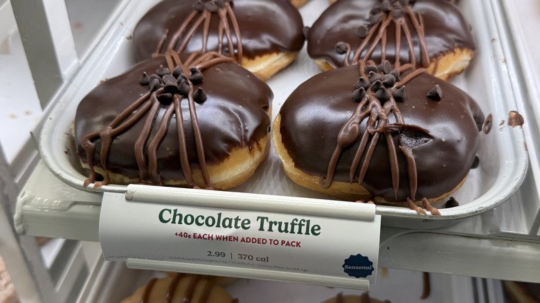 a rack of Chocolate Truffle Doughnuts