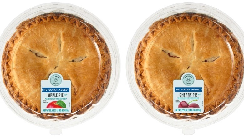 Bakery Fresh No Sugar Added Apple and Cherry Pies in clear plastic clamshell packaging