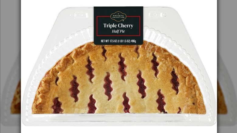 Private Selection Triple Cherry Half Pie in clear plastic clamshell packaging