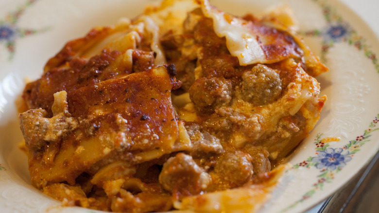 Traditional lasagna di Carnevale on a plate