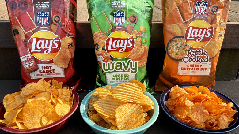 Bowls and bags of Lay's limited edition NFL potato chips