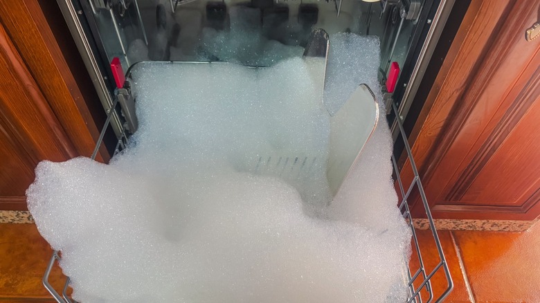 Dishwasher full of foam