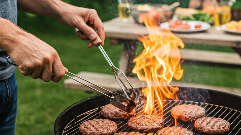 Burger patties grilling