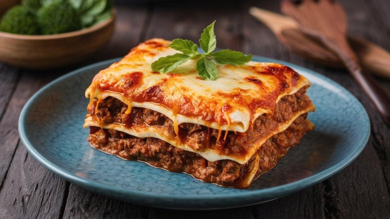 A dish of lasagna.