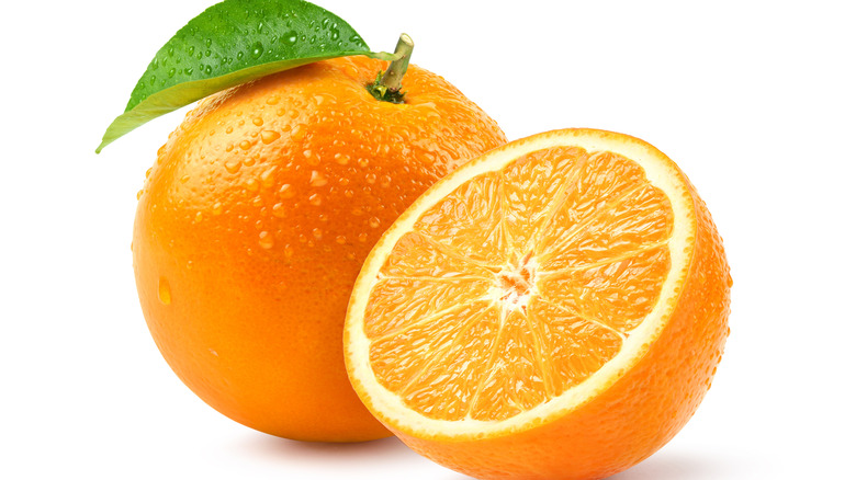 Navel oranges on a white background