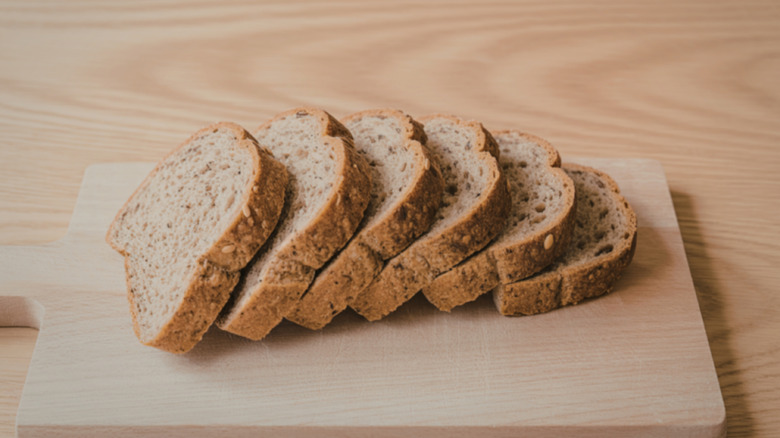 Freshly sliced whole grain bread