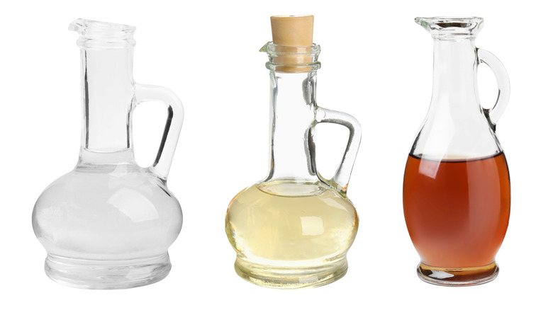 different types of vinegars in different types of jars