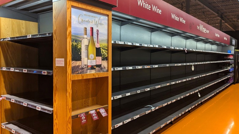 Empty shelves in liquor store
